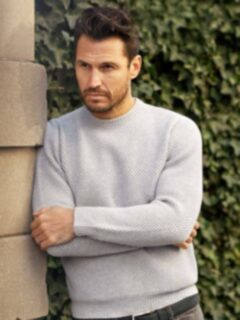 Light Grey Wool and Cashmere Basket Stitch Sweater Product Thumbnail 3