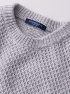 Light Grey Wool and Cashmere Basket Stitch Sweater Product Thumbnail 4