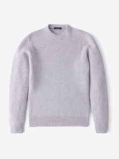 Light Grey Wool and Cashmere Basket Stitch Sweater Product Thumbnail 1