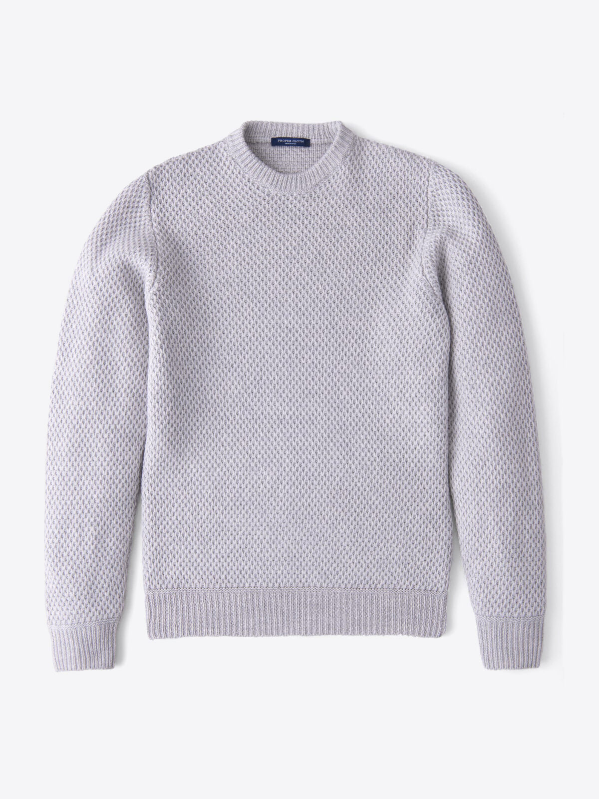 Light Grey Wool and Cashmere Basket Stitch Sweater