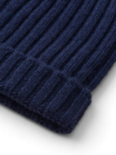 Light Navy Wool and Cashmere Italian Knit Hat Product Thumbnail 2