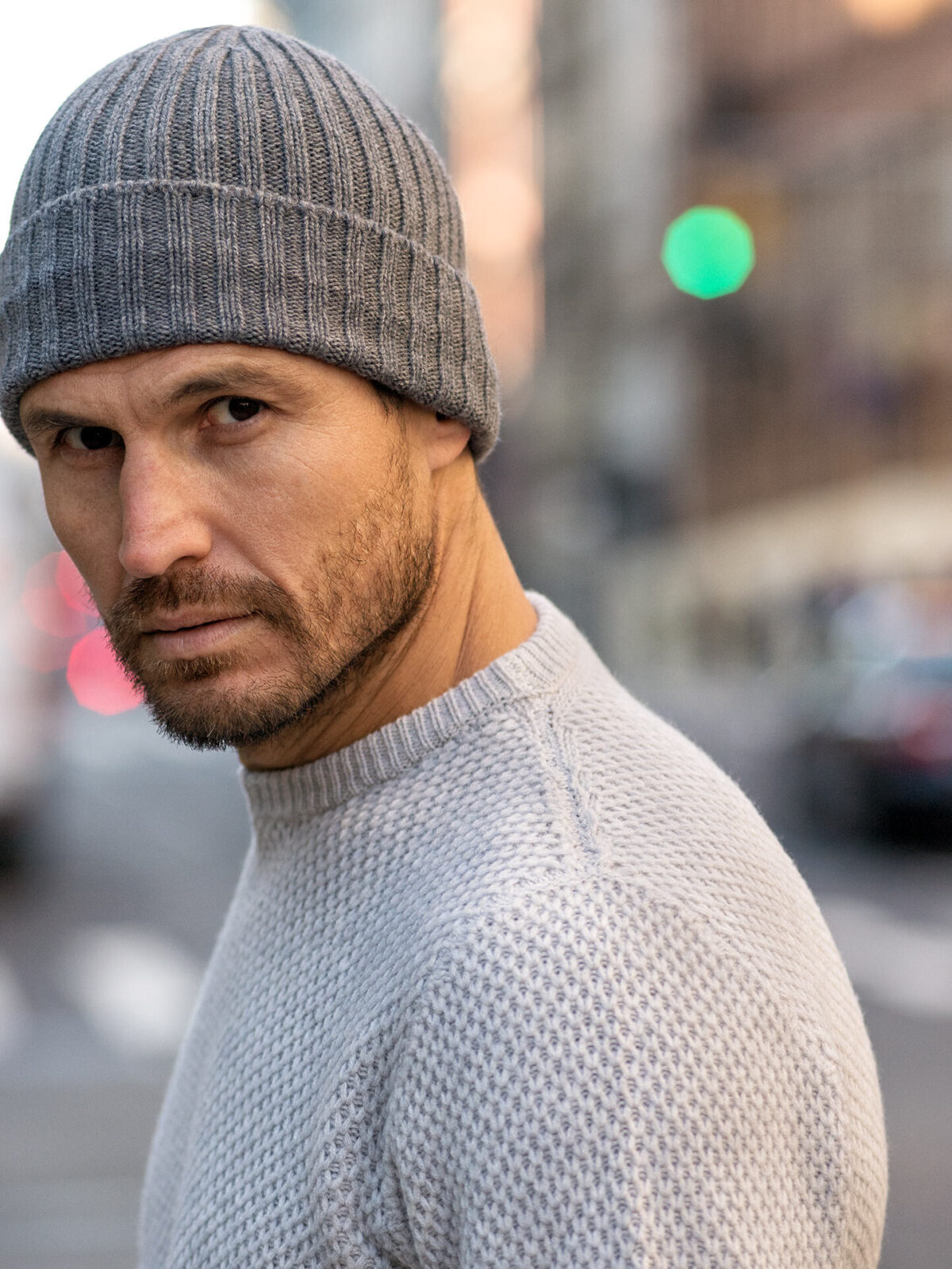 Grey Wool and Cashmere Italian Knit Hat