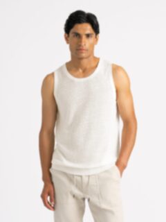 Cream Linen Blend Knit Tank Product Thumbnail 3