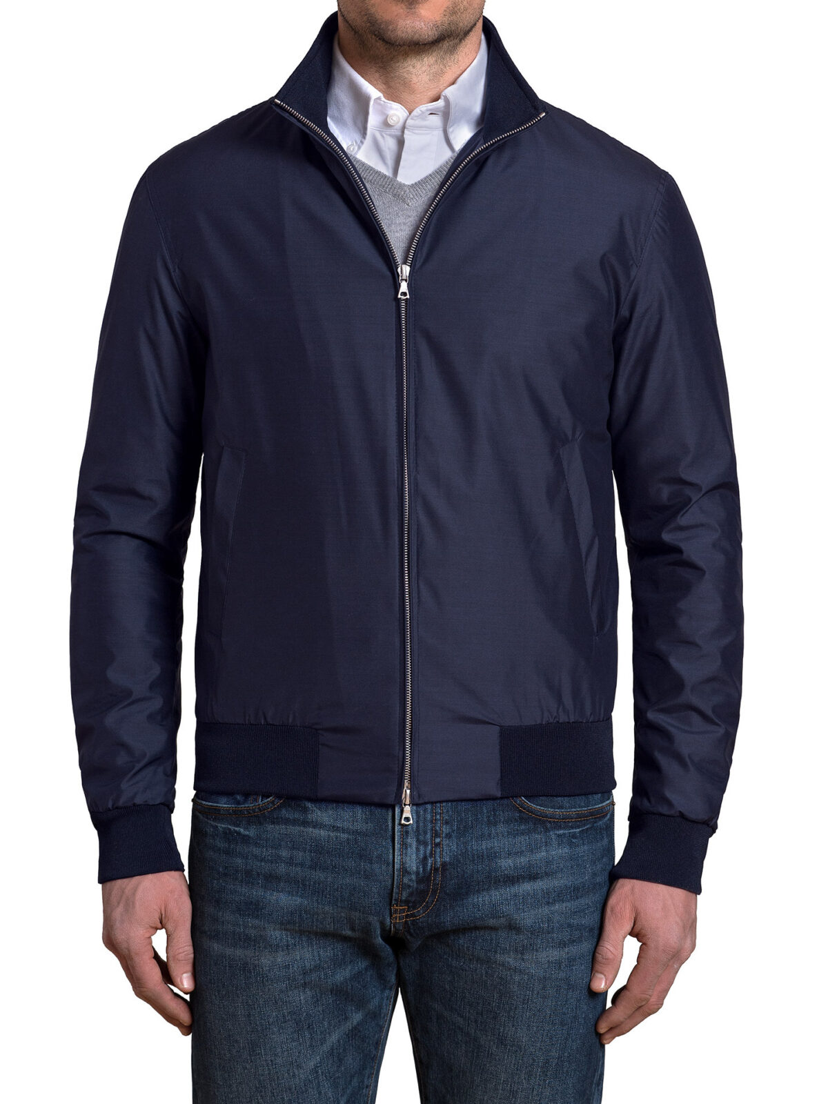 Lucca Navy Wool and Silk Performance Jacket