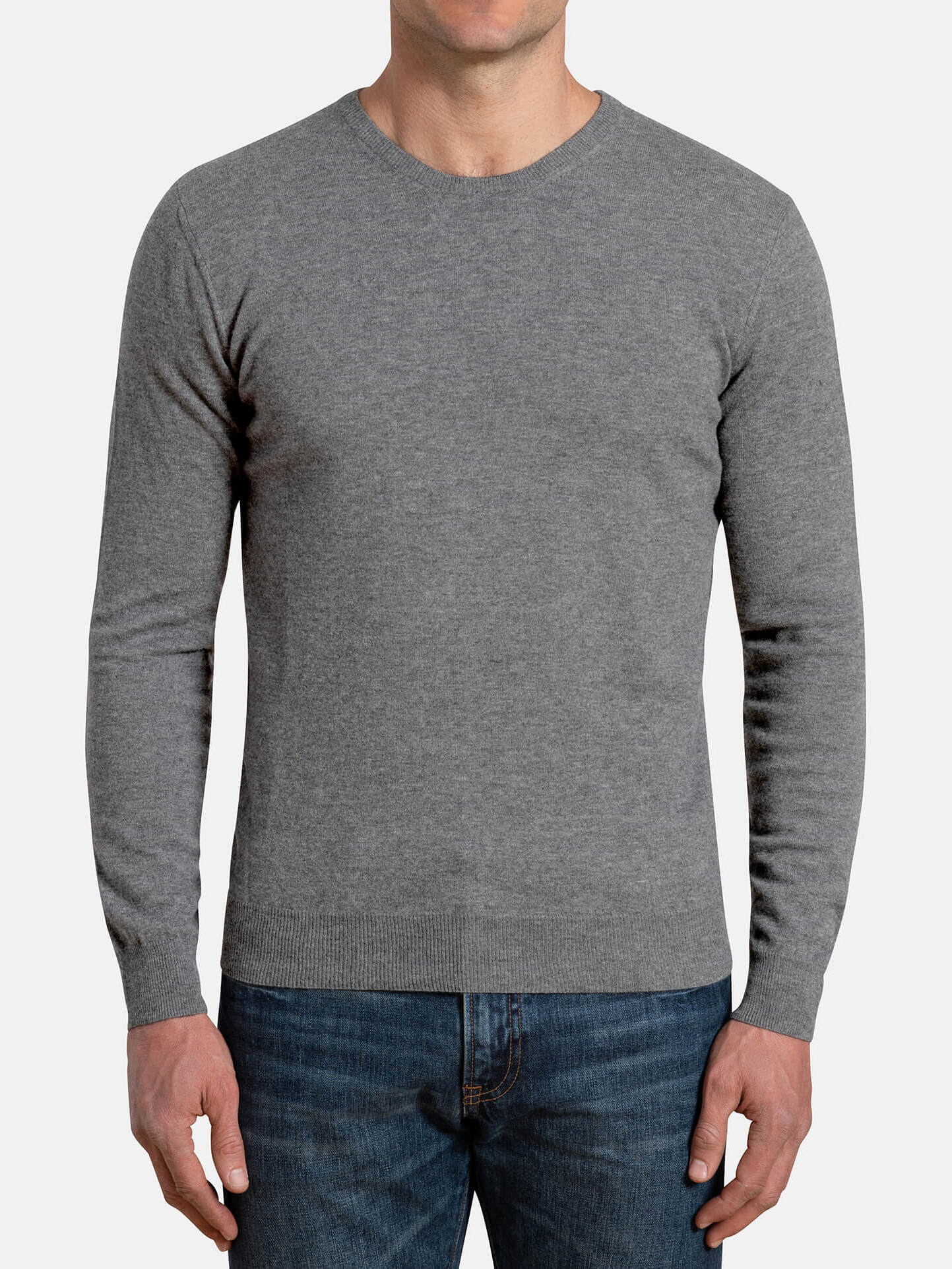 Light Grey Melange Merino Crewneck Sweater by Proper Cloth