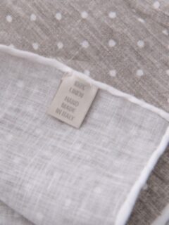 Taupe and White Dot Print Linen Pocket Square Product Thumbnail 4