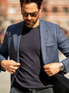 Navy Merino Crewneck Sweater Product Thumbnail 2