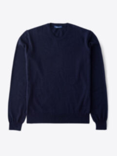 Navy Merino Crewneck Sweater Product Thumbnail 1