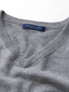 Light Grey Melange Merino V-Neck Sweater Product Thumbnail 5