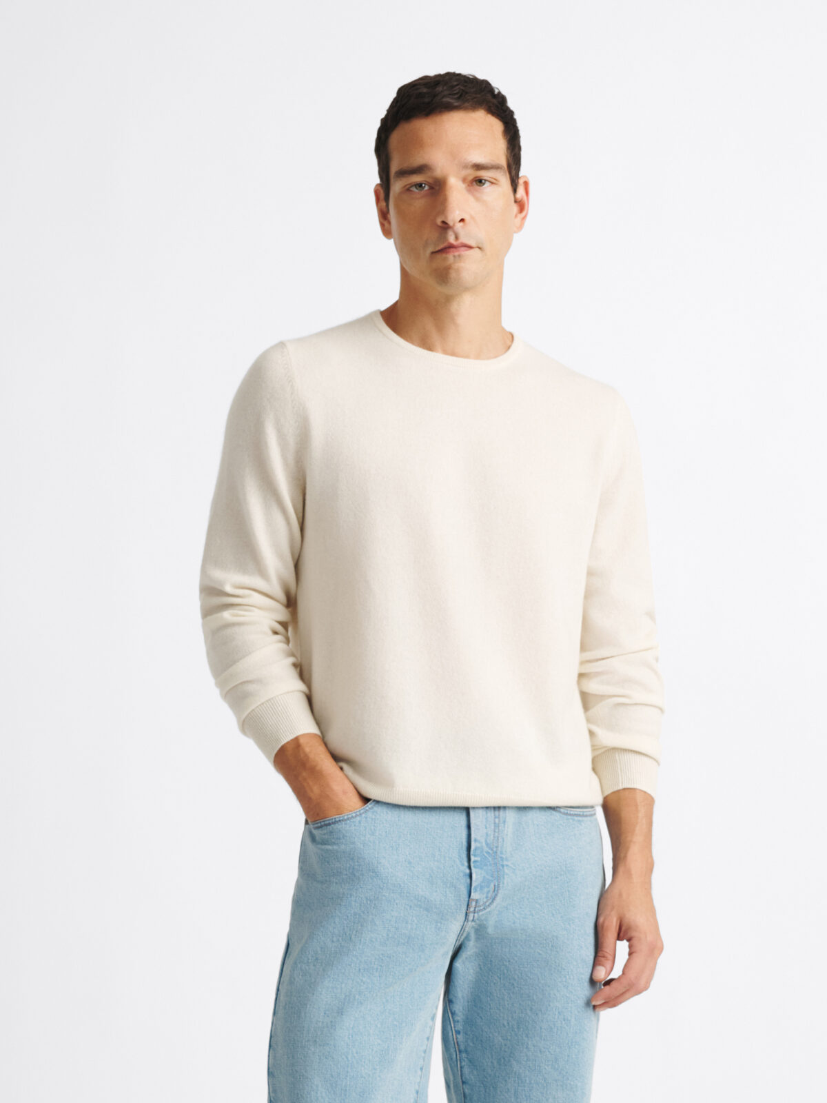 Vintage Cashmere Crew Neck スコットランド製 Navy Scottish Cashmere Crewneck Sweater - Proper Cloth