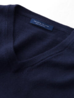 Navy Merino V-Neck Sweater Product Thumbnail 4