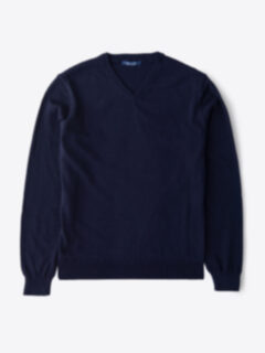 Navy Merino V-Neck Sweater Product Thumbnail 1