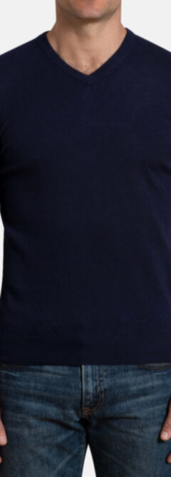 Navy Merino V-Neck Sweater Product Thumbnail 3