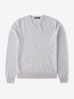 Natural Biella S130s Merino V-Neck Sweater Product Thumbnail 1