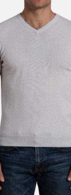 Natural Biella S130s Merino V-Neck Sweater Product Thumbnail 3
