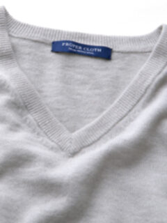 Natural Biella S130s Merino V-Neck Sweater Product Thumbnail 4