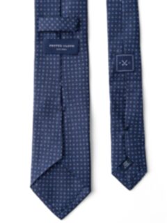 Navy and Light Blue Small Foulard Silk Tie Product Thumbnail 4