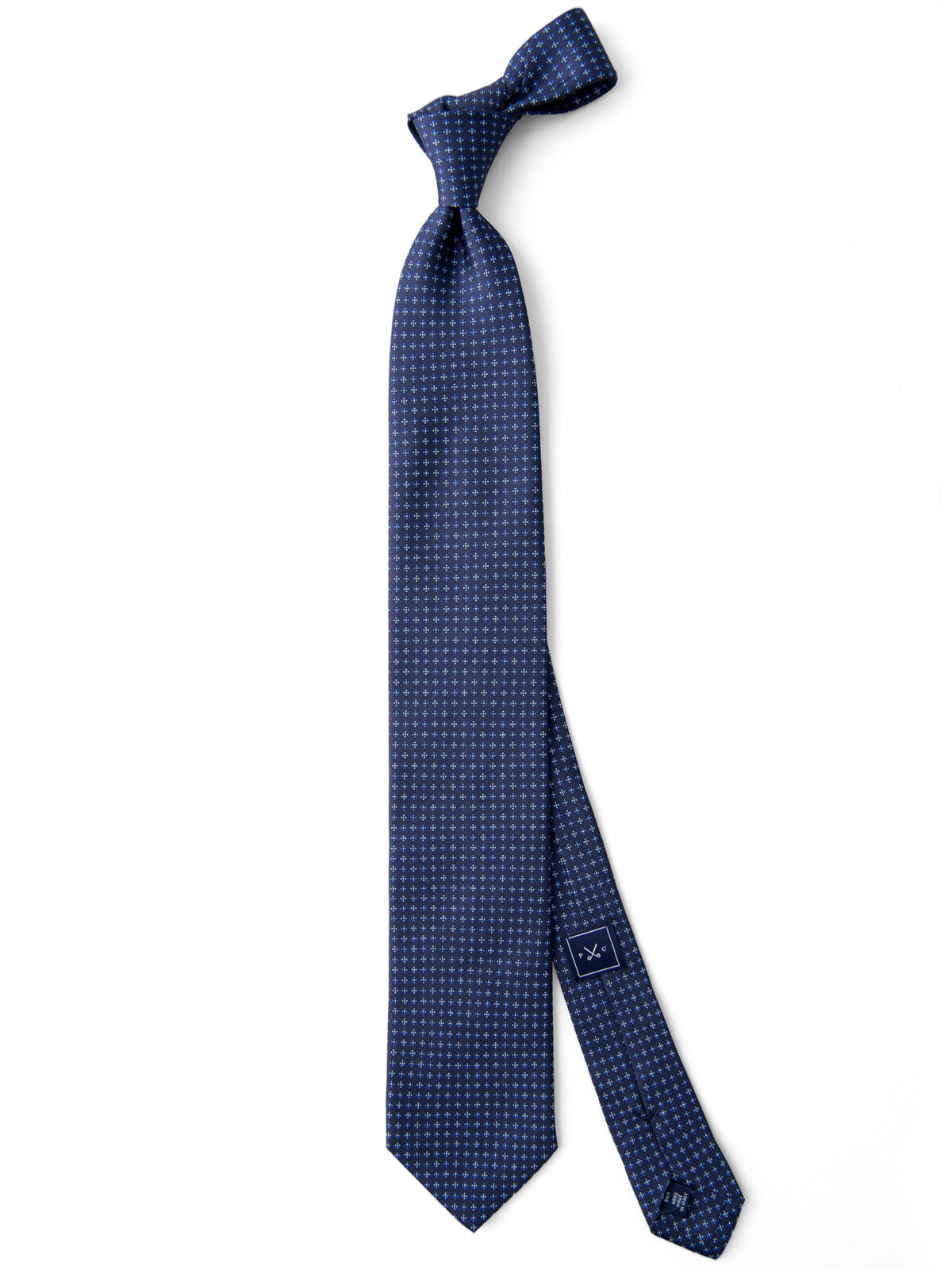 Navy and Light Blue Small Foulard Silk Tie