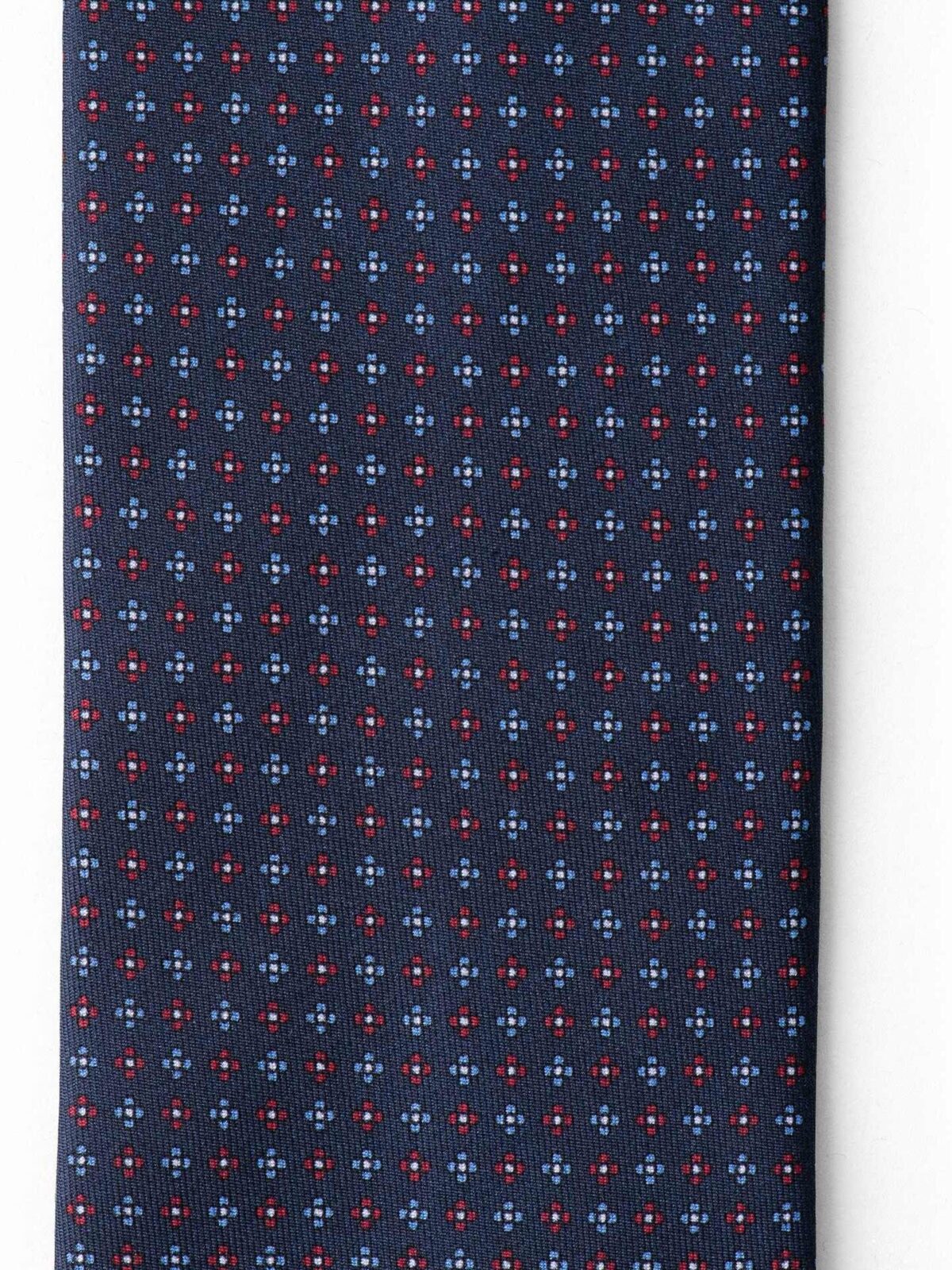 Navy Red and Light Blue Small Foulard Silk Tie