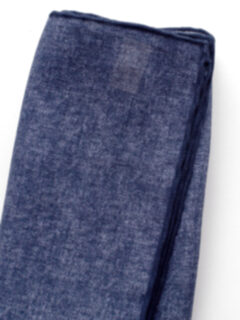 Navy Tipped Tonal Cotton and Linen Pocket Square Product Thumbnail 4