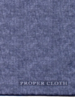 Navy Tipped Tonal Cotton and Linen Pocket Square Product Thumbnail 2