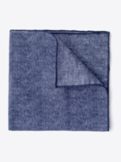 Navy Tipped Tonal Cotton and Linen Pocket Square Product Thumbnail 1