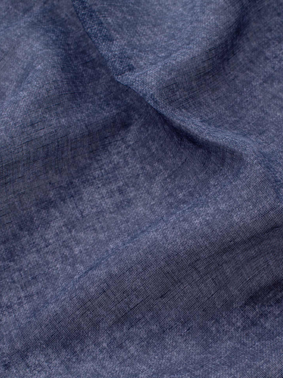 Navy Tipped Tonal Cotton and Linen Pocket Square