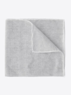 White Tipped Light Grey Cotton and Linen Pocket Square Product Thumbnail 1