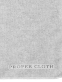 White Tipped Light Grey Cotton and Linen Pocket Square Product Thumbnail 2
