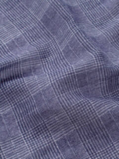 Navy Tipped Glen Plaid Cotton and Linen Pocket Square Product Thumbnail 3