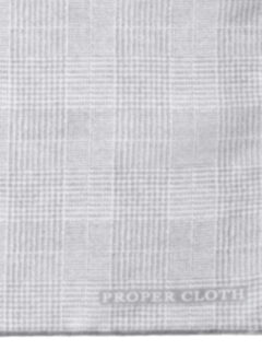 Grey Tipped Glen Plaid Cotton and Linen Pocket Square Product Thumbnail 2
