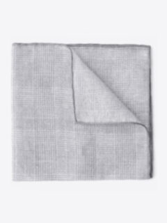 Grey Tipped Glen Plaid Cotton and Linen Pocket Square Product Thumbnail 1