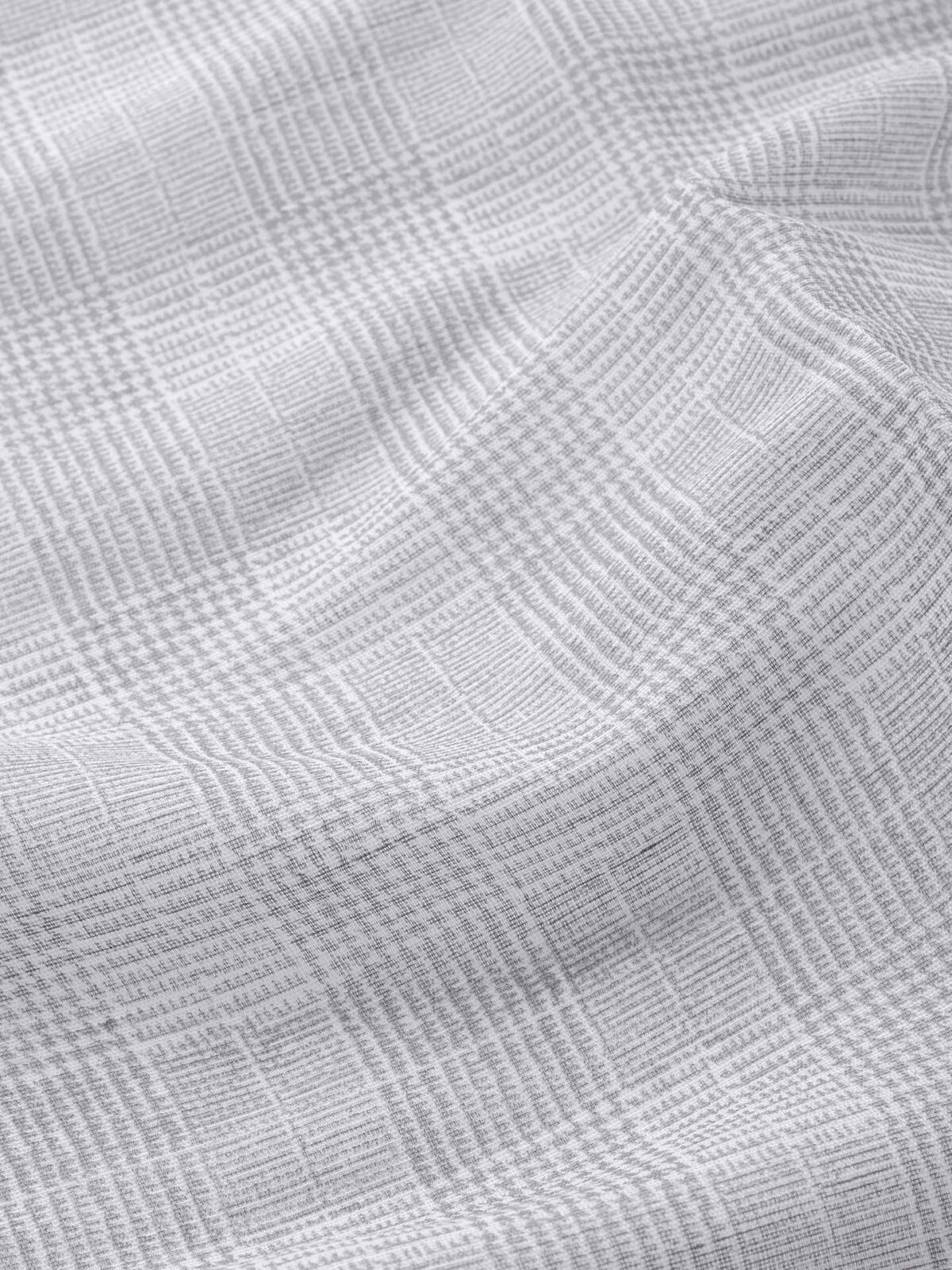 Grey Tipped Glen Plaid Cotton and Linen Pocket Square