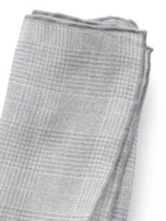 Grey Tipped Glen Plaid Cotton and Linen Pocket Square Product Thumbnail 4