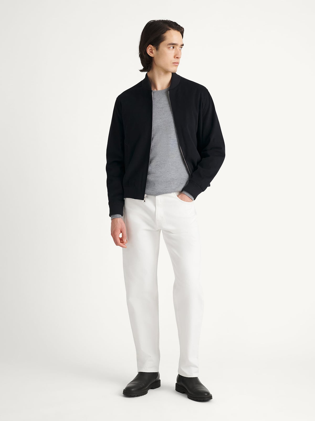 Wythe 2.0 Navy Shaved Cotton Bomber Jacket by Proper Cloth