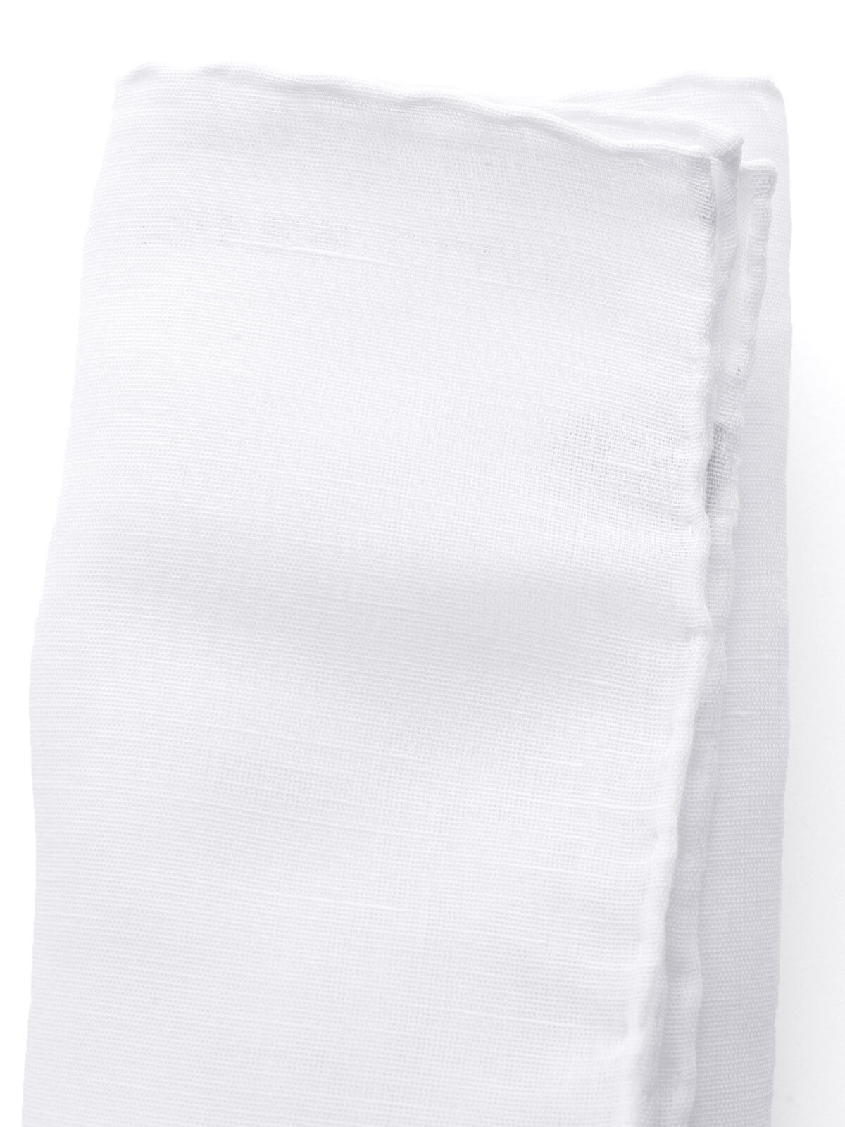 White Cotton and Linen Pocket Square
