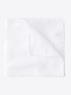 Shop White Cotton and Linen Pocket Square