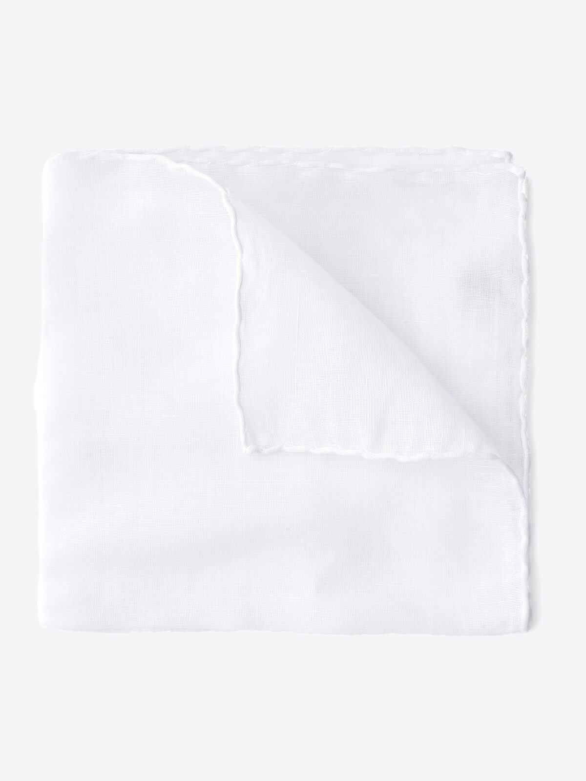White Cotton and Linen Pocket Square