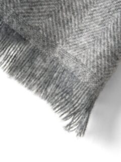 Light Grey Cashmere Herringbone Scarf Product Thumbnail 2