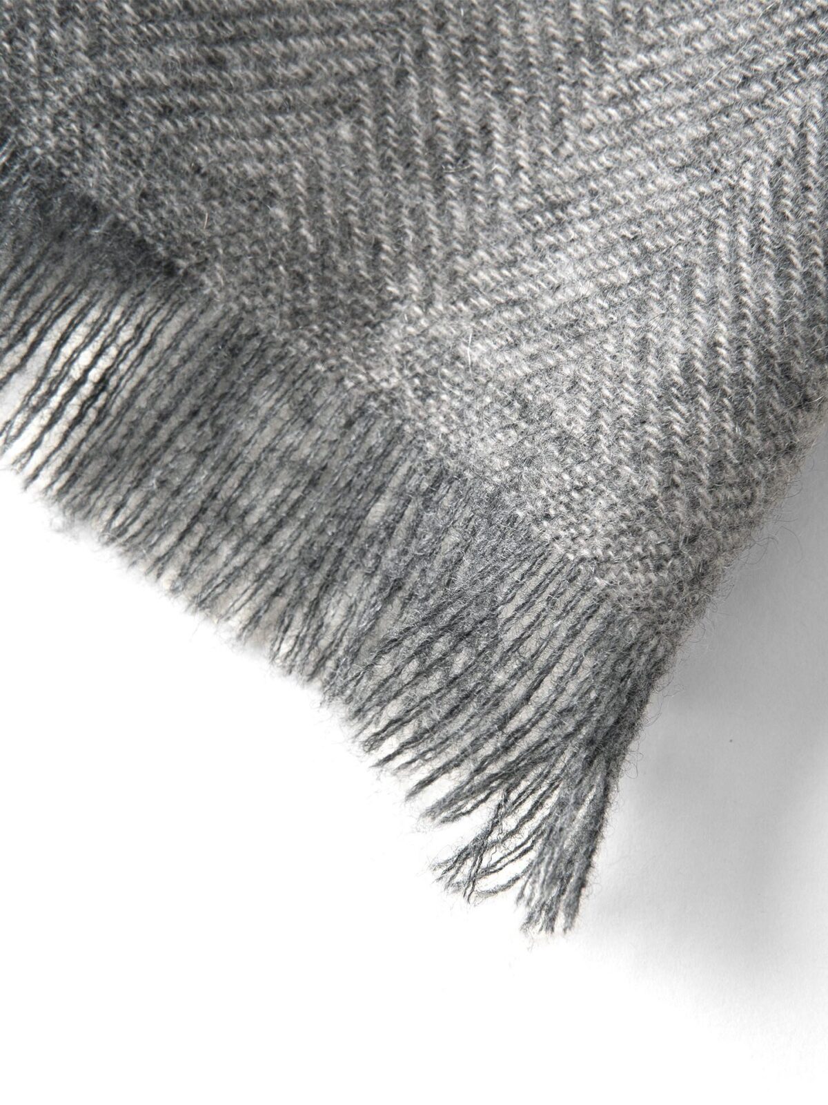 Light Grey Cashmere Herringbone Scarf