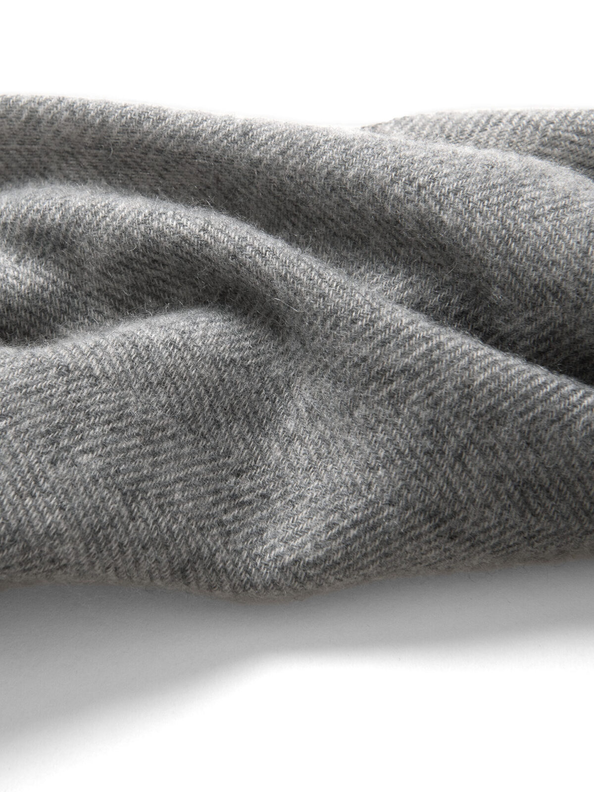 Light Grey Cashmere Herringbone Scarf