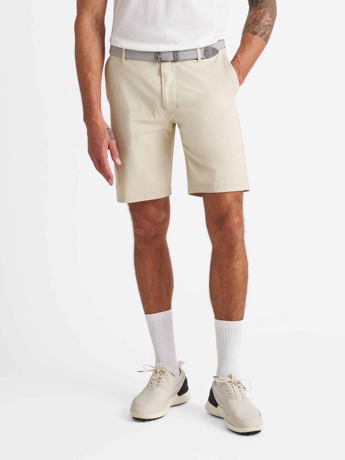 Beige Performance Golf Shorts Proper Cloth - Main Image