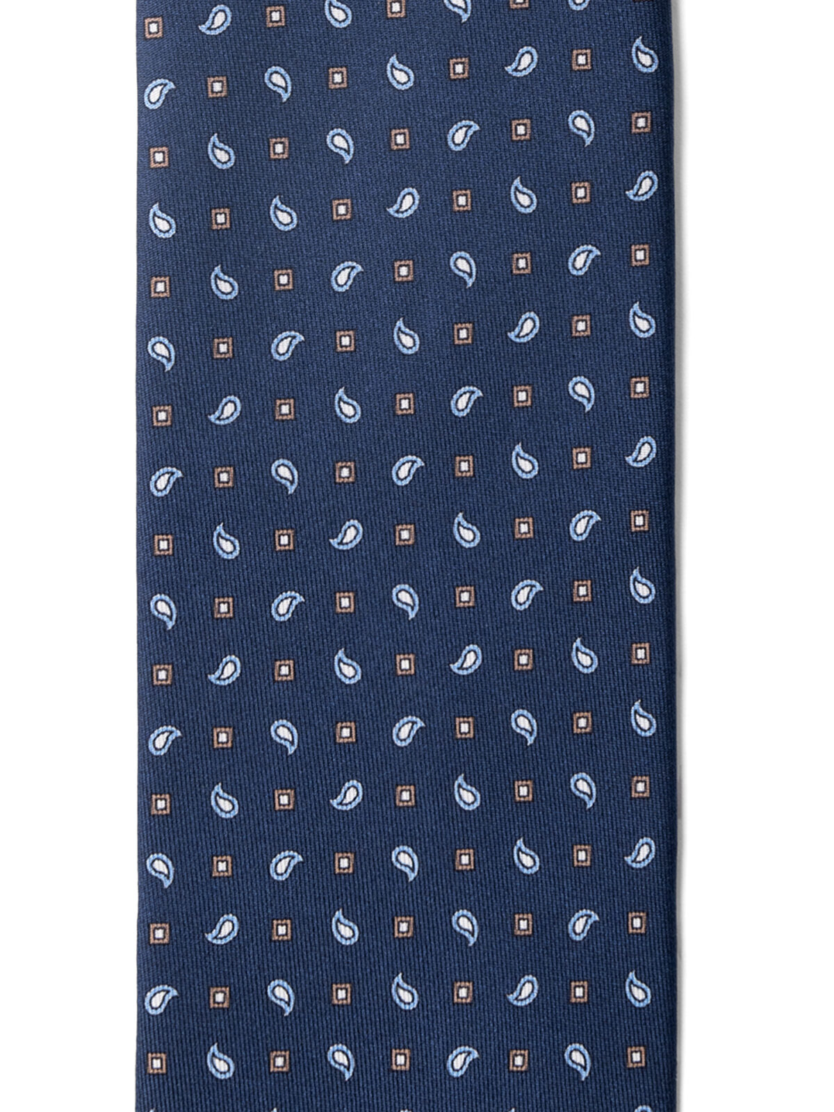 Navy and Light Blue Small Paisley Print Silk Tie