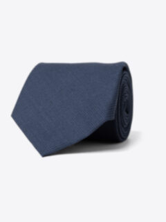 Navy Mini Houndstooth Wool Tie Product Thumbnail 1
