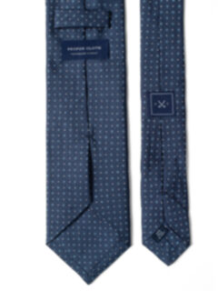 Navy and White Micro Foulard Silk Tie Product Thumbnail 3