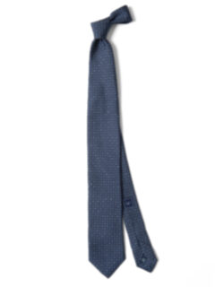 Navy and White Micro Foulard Silk Tie Product Thumbnail 4