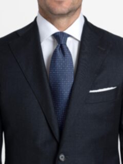 Navy and White Micro Foulard Silk Tie Product Thumbnail 5