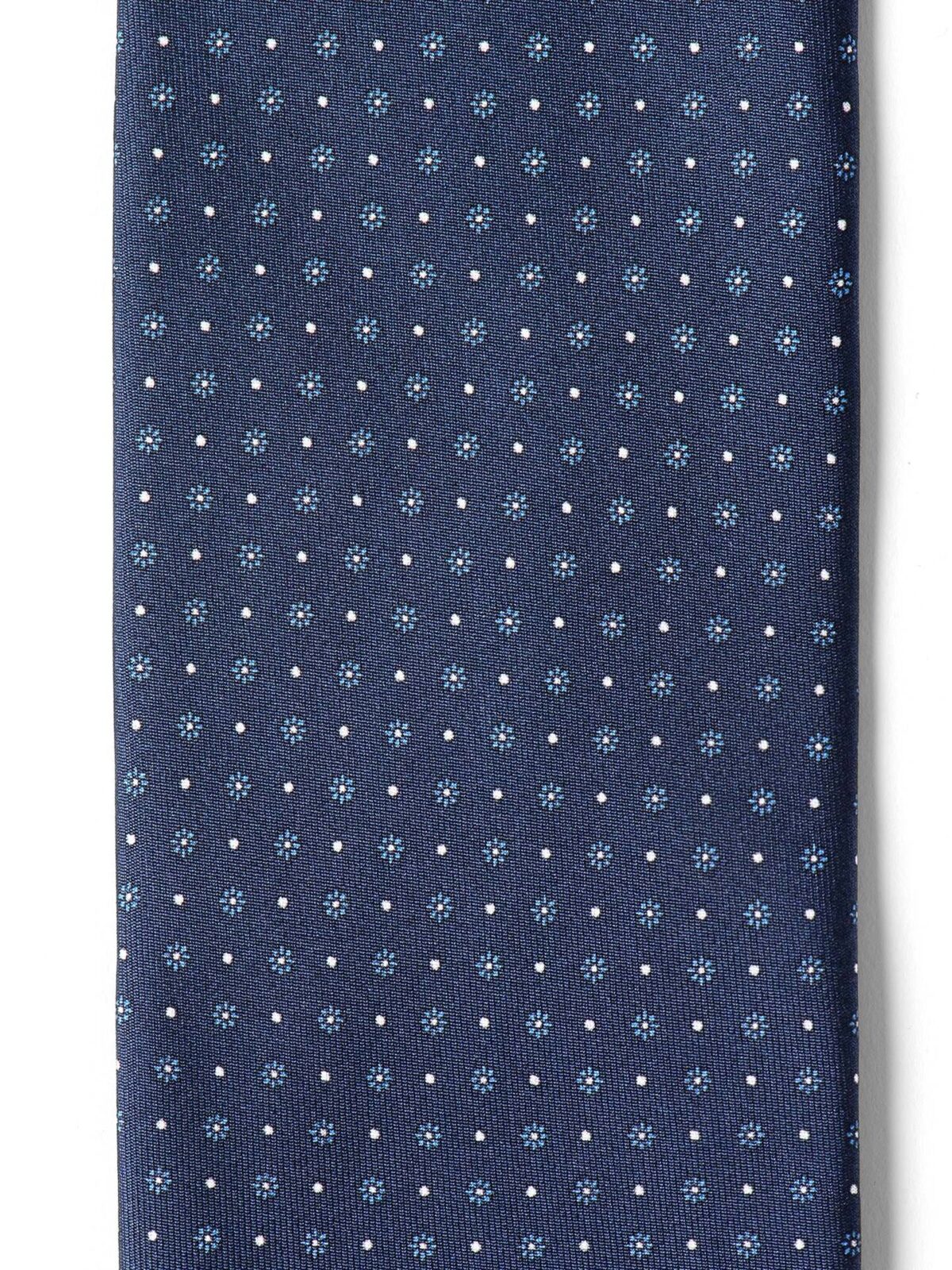 Navy and White Micro Foulard Silk Tie
