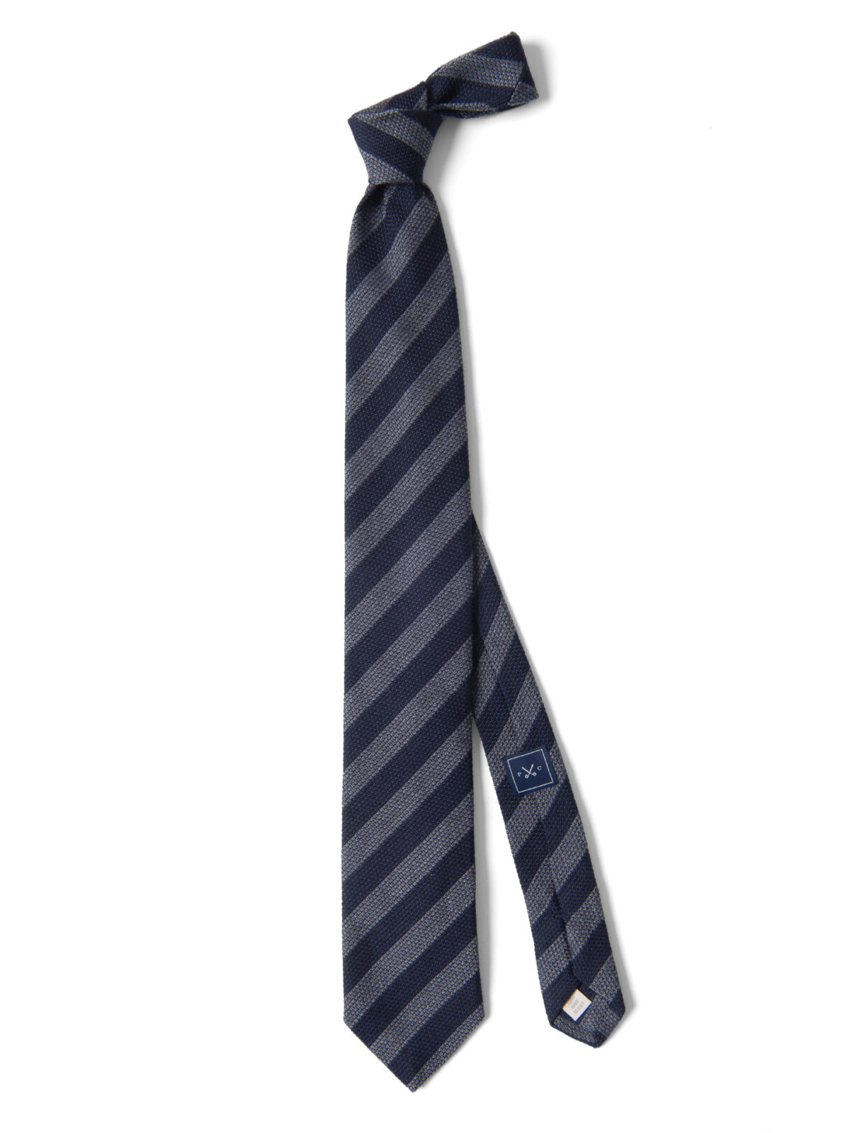 Navy and Grey Striped Wool Grenadine Tie