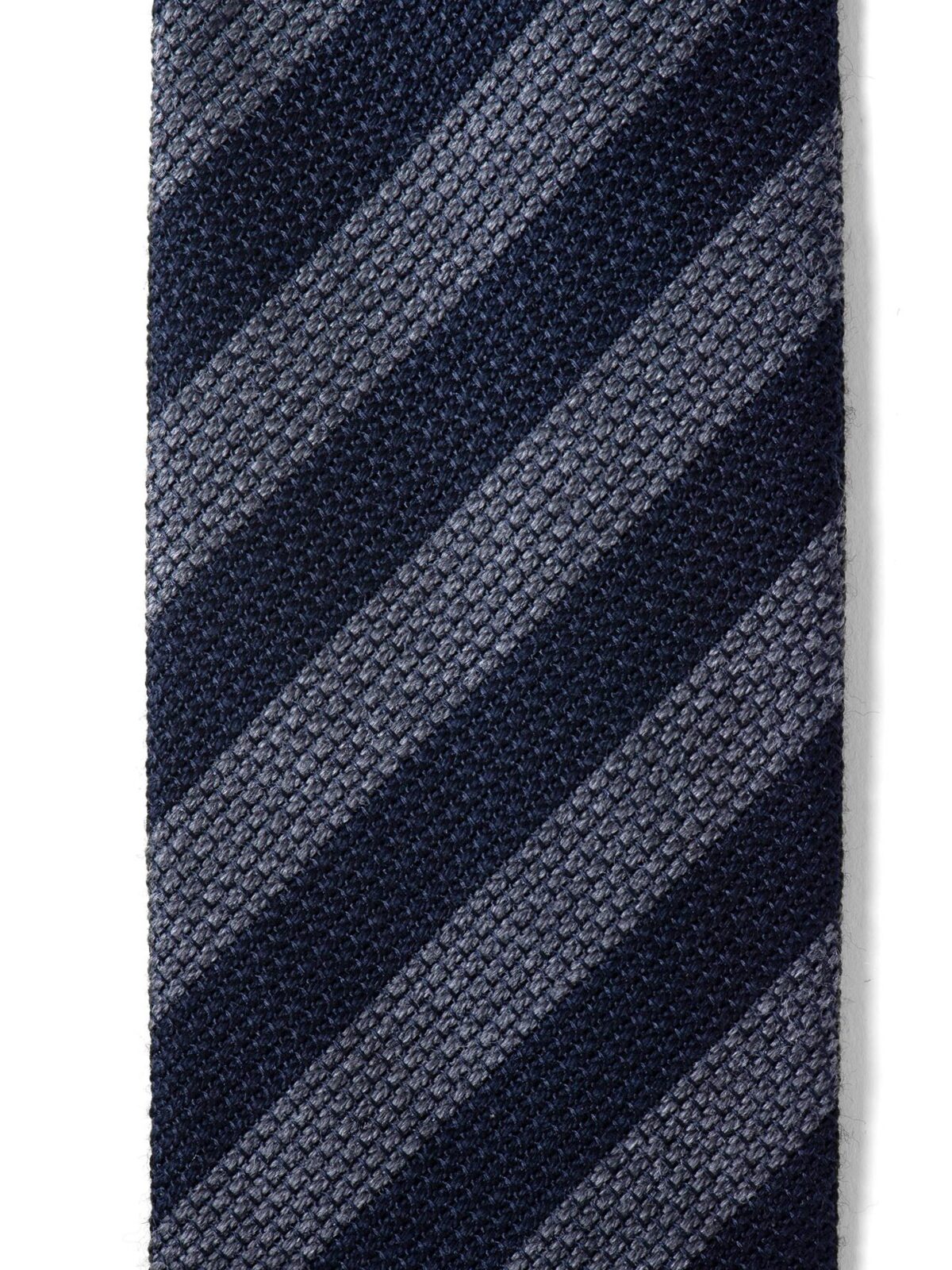 Navy and Grey Striped Wool Grenadine Tie